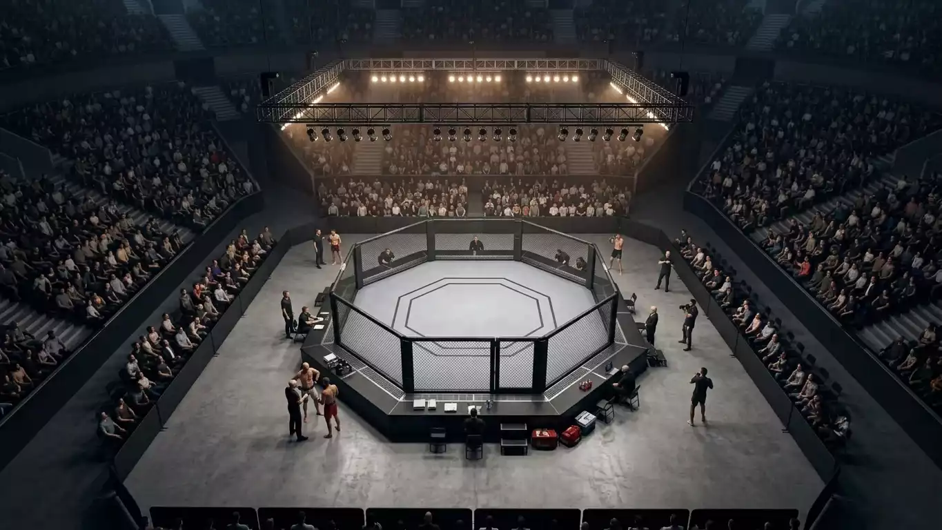 UFC Fight Night карта — публика и октагон при редовно събитие